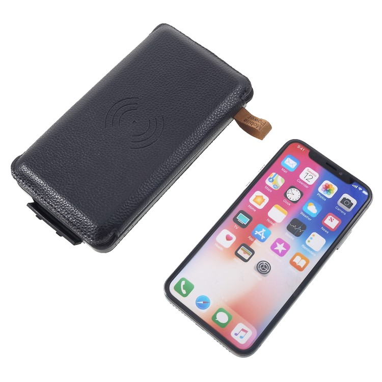 Waterproof Folding 4 Solar Panels 12000mAh Power Bank with Two USB + Wireless Charger - Black-6