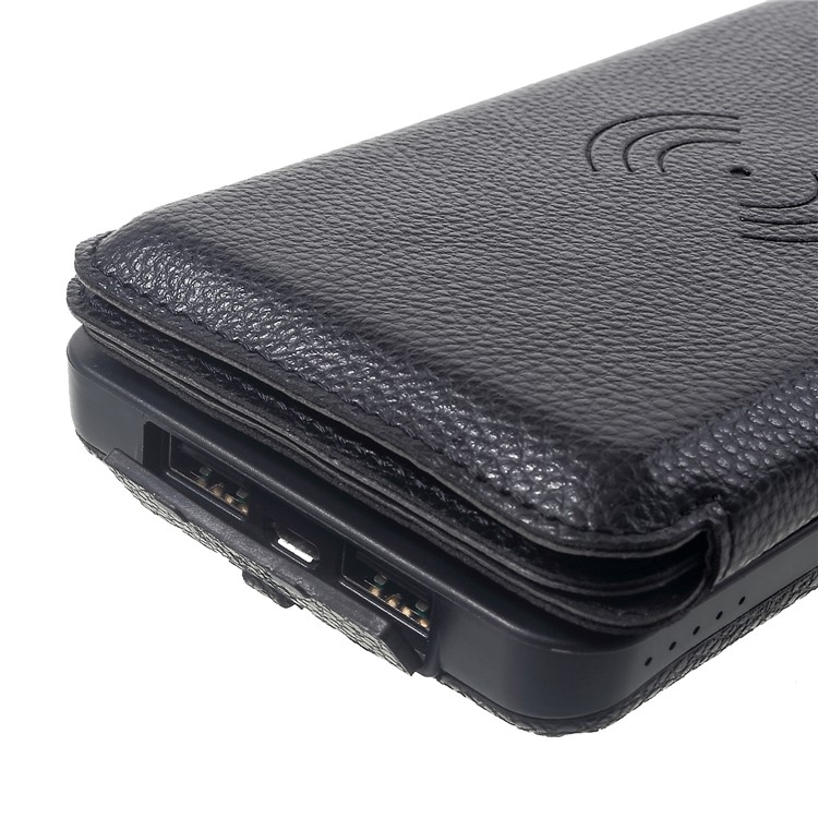 Waterproof Folding 4 Solar Panels 12000mAh Power Bank with Two USB + Wireless Charger - Black-8