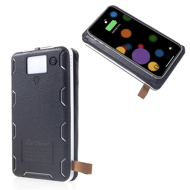 Waterproof Folding 4 Solar Panels 12000mAh Power Bank Charger with Two USB + Wireless Charger - White-1