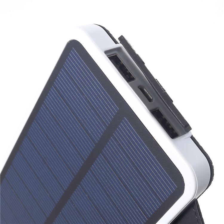 Waterproof Folding 4 Solar Panels 12000mAh Power Bank Charger with Two USB + Wireless Charger - White-13