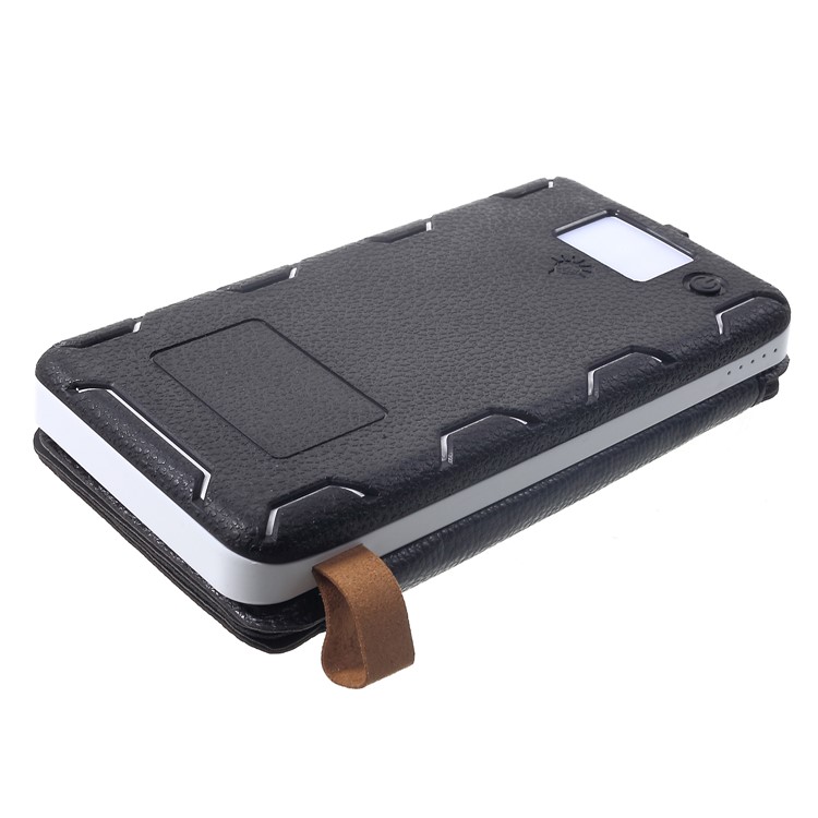 Waterproof Folding 4 Solar Panels 12000mAh Power Bank Charger with Two USB + Wireless Charger - White-5