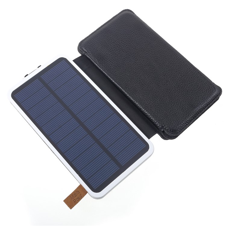 Waterproof Folding 4 Solar Panels 12000mAh Power Bank Charger with Two USB + Wireless Charger - White-7