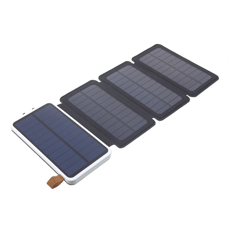 Waterproof Folding 4 Solar Panels 12000mAh Power Bank Charger with Two USB + Wireless Charger - White-8