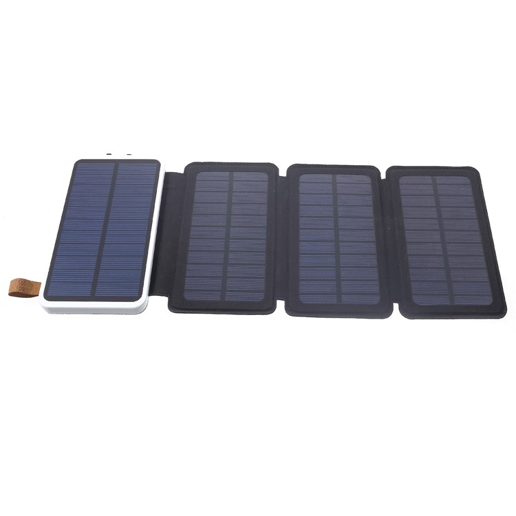 Waterproof Folding 4 Solar Panels 12000mAh Power Bank Charger with Two USB + Wireless Charger - White-9