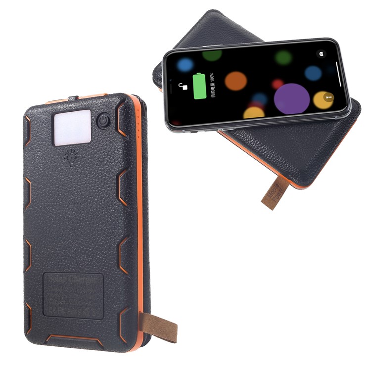 Outdoor Folding 4 Solar Panels 12000mAh Power Bank with Two USB + Wireless Charger - Orange-1
