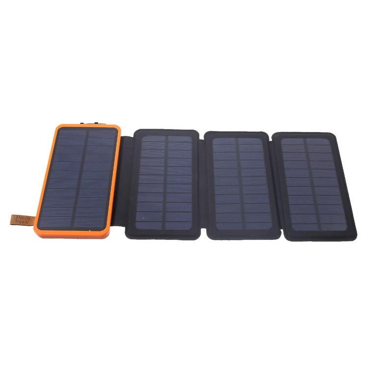 Outdoor Folding 4 Solar Panels 12000mAh Power Bank with Two USB + Wireless Charger - Orange-10