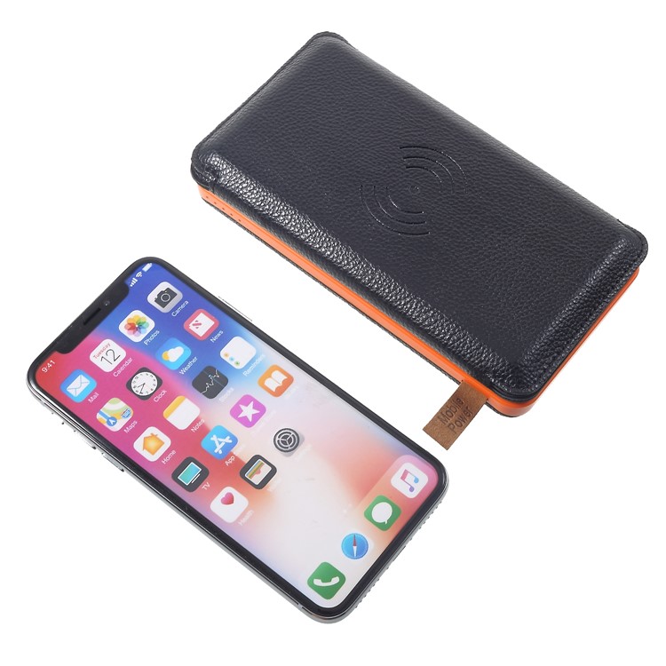Outdoor Folding 4 Solar Panels 12000mAh Power Bank with Two USB + Wireless Charger - Orange-6