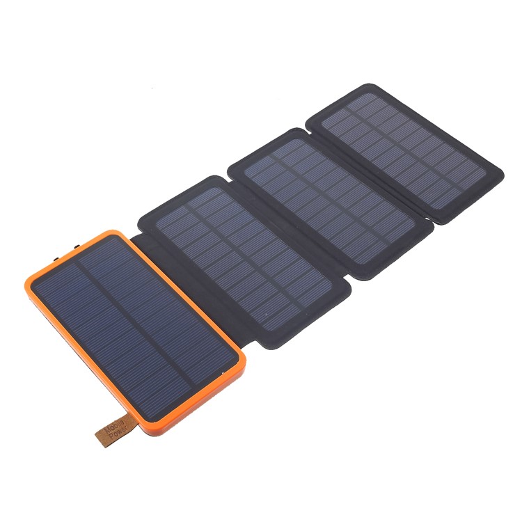 Outdoor Folding 4 Solar Panels 12000mAh Power Bank with Two USB + Wireless Charger - Orange-9