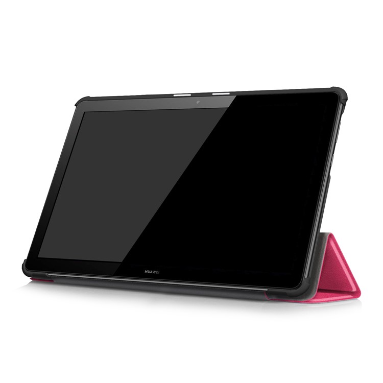 PU Leather Tri-fold Stand Tablet Shell for Huawei Mediapad T5 10 - Rose-5