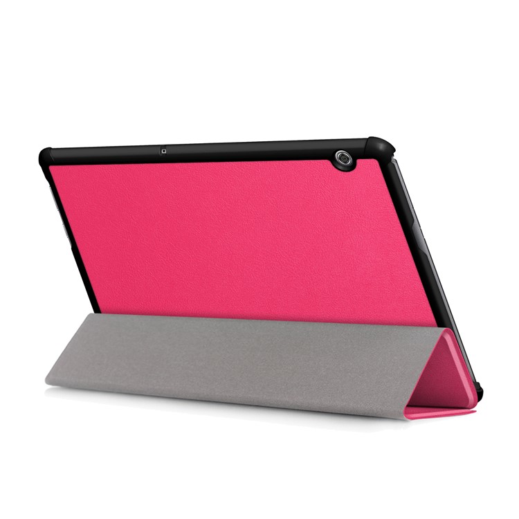 PU Leather Tri-fold Stand Tablet Shell for Huawei Mediapad T5 10 - Rose-6
