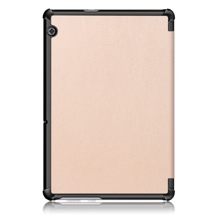 PU Leather Tri-fold Stand Tablet Protective Cover for Huawei Mediapad T5 10 - Gold-3