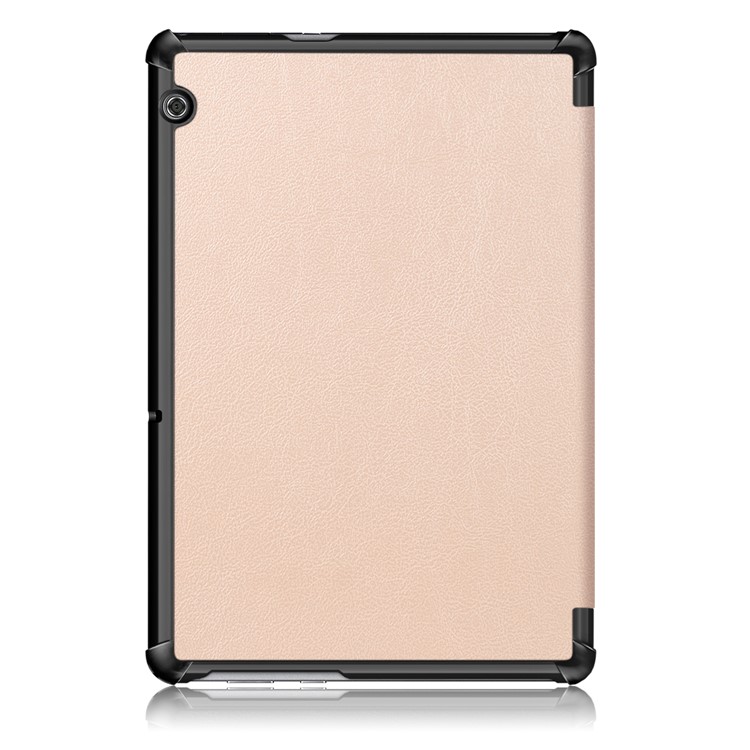 PU Cuero Tri-plegable Tableta Voltea Protección Para Huawei Mediapad T5 10 - Oro