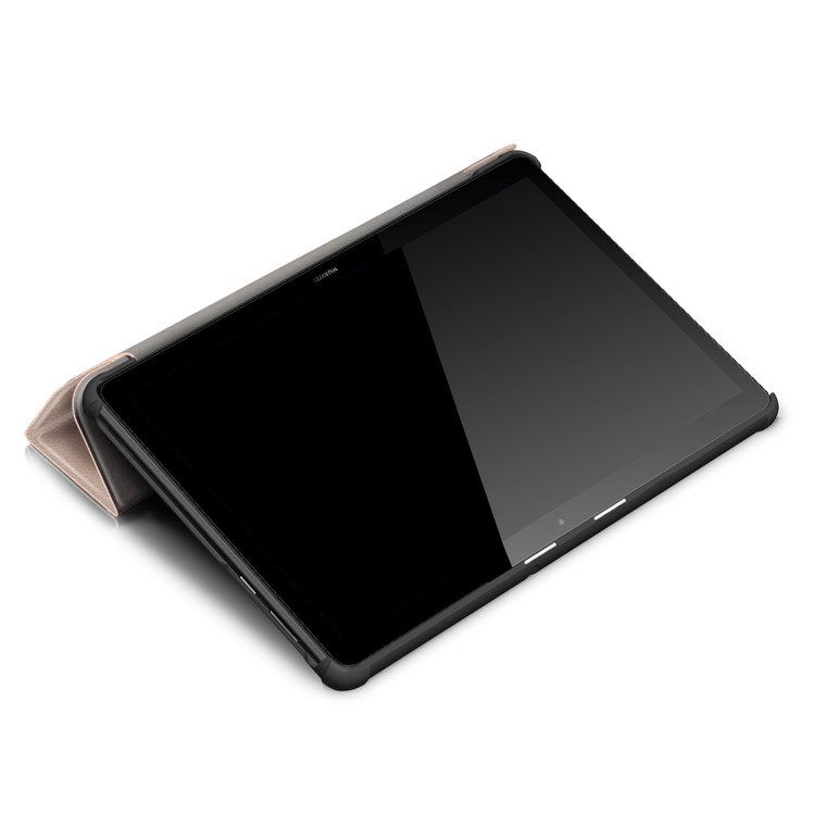 PU Leder Tri-fold Stand Tablet Flip Schutzhülle Für Huawei Mediapad T5 10 - Gold-7