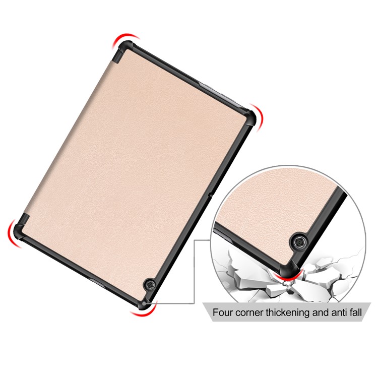 PU Leather Tri-fold Stand Tablet Protective Cover for Huawei Mediapad T5 10 - Gold-8
