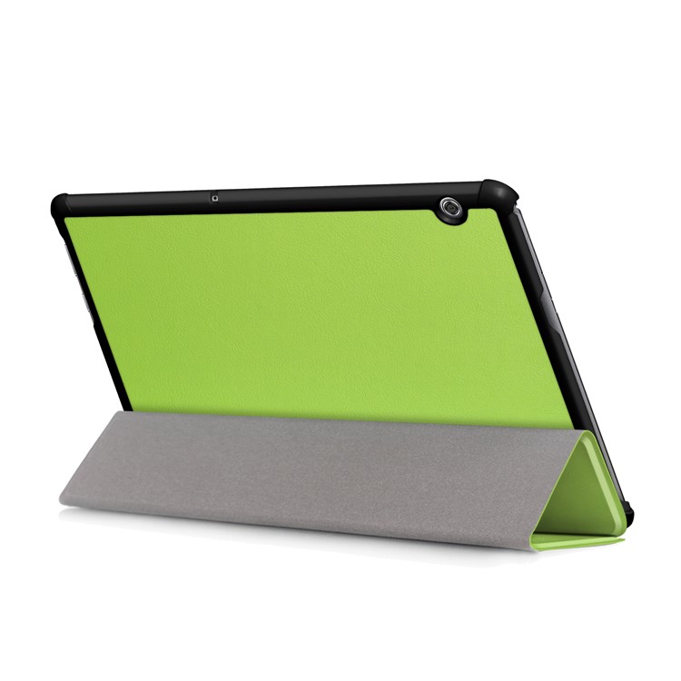 PU Leather Tri-fold Stand Tablet Protective Case for Huawei Mediapad T5 10 - Green-6