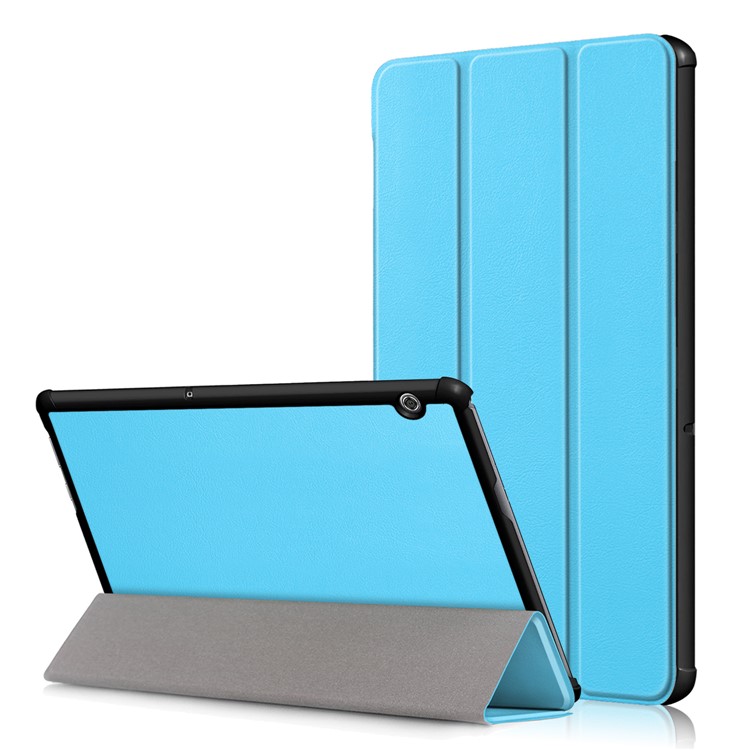 PU Leather Tri-fold Stand Tablet Protective Shell for Huawei Mediapad T5 10 - Baby Blue-1