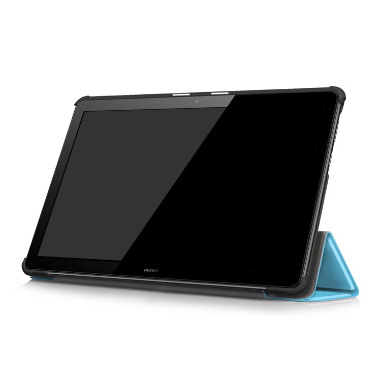PU Leather Tri-fold Stand Tablet Protective Shell for Huawei Mediapad T5 10 - Baby Blue-5