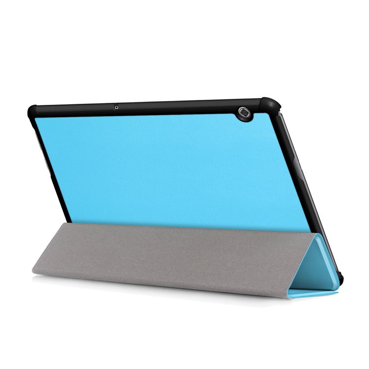 PU Leather Tri-fold Stand Tablet Protective Shell for Huawei Mediapad T5 10 - Baby Blue-6