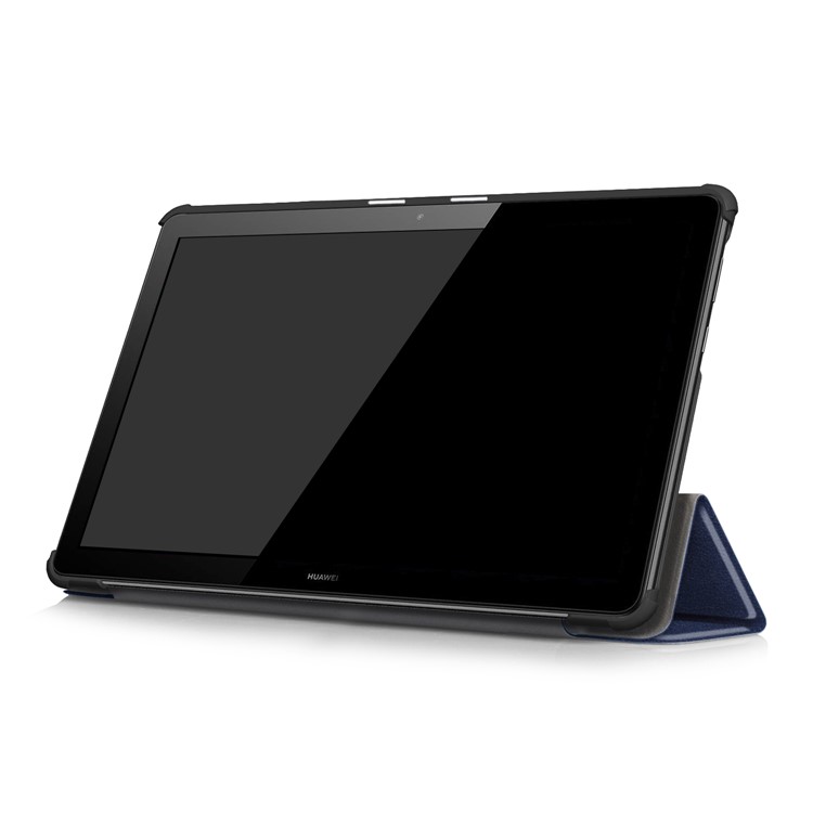PU Leather Tri-fold Stand Tablet Flip Cover for Huawei Mediapad T5 10 - Dark Blue-5