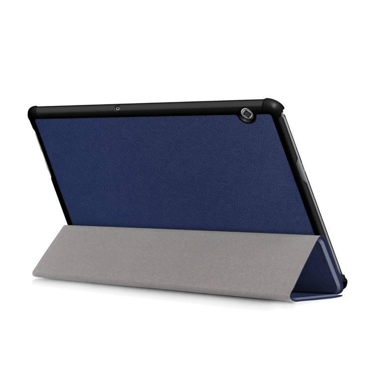 PU Leather Tri-fold Stand Tablet Flip Cover for Huawei Mediapad T5 10 - Dark Blue-6