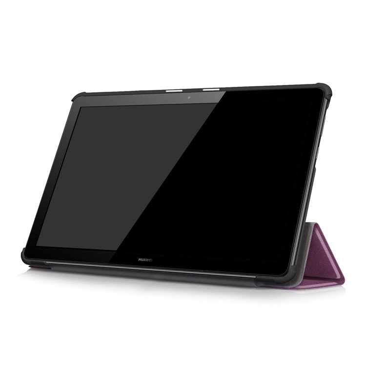 PU Leather Tri-fold Stand Tablet Flip Protective Casing for Huawei Mediapad T5 10 - Purple-5