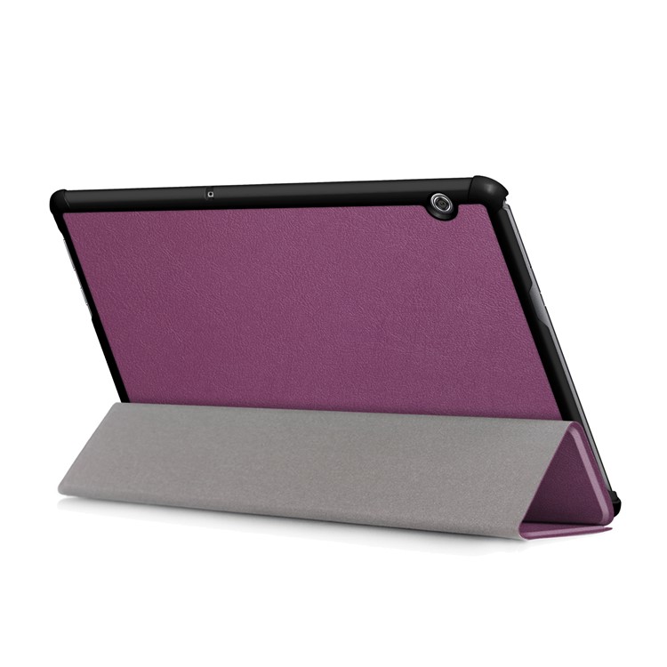 PU Leather Tri-fold Stand Tablet Flip Protective Casing for Huawei Mediapad T5 10 - Purple-6