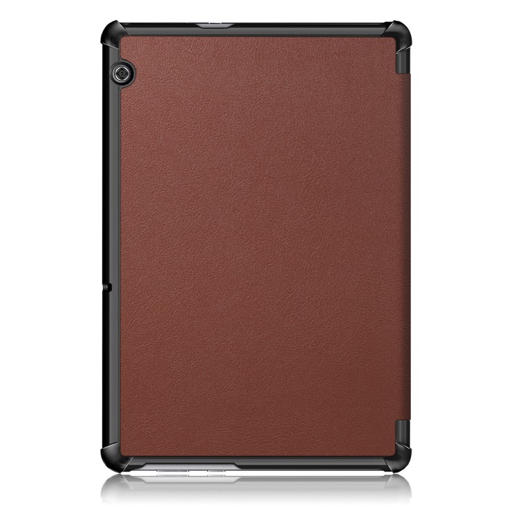 PU Leather Tablet Cover with Tri-fold Stand for Huawei Mediapad T5 10 - Brown-3