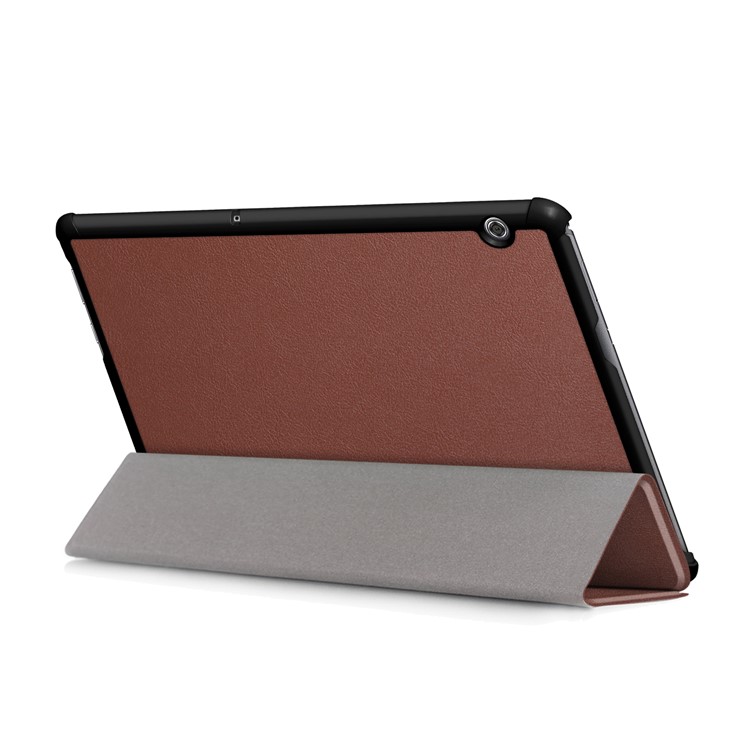 PU Leather Tablet Cover with Tri-fold Stand for Huawei Mediapad T5 10 - Brown-6