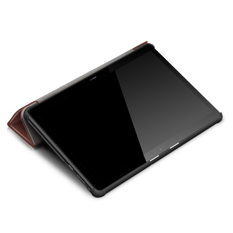 PU Leather Tablet Cover with Tri-fold Stand for Huawei Mediapad T5 10 - Brown-7