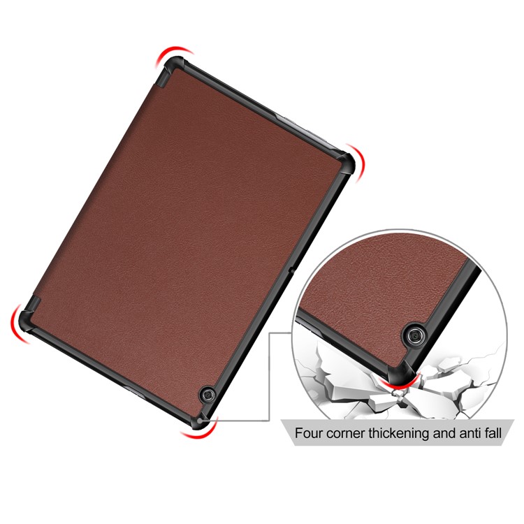 PU Leather Tablet Cover with Tri-fold Stand for Huawei Mediapad T5 10 - Brown-8