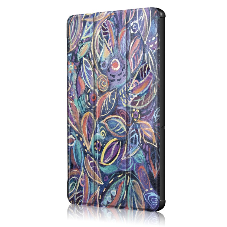 Patterned Leather Tri-fold Stand Casing for Huawei MediaPad T5 10 - Vintage Leaves-4