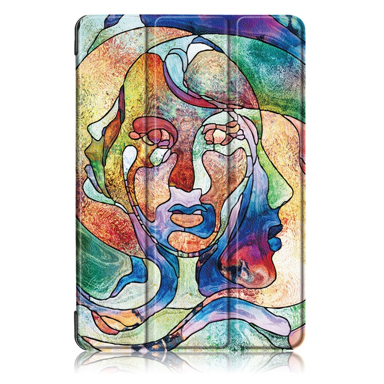 Patterned Leather Tri-fold Stand Accessory Case for Huawei MediaPad T5 10 - Abstract Tree Face-2