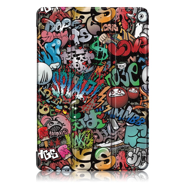 Patterned Leather Tri-fold Stand Shell Case for Huawei MediaPad T5 10 - Cartoon Pattern-2