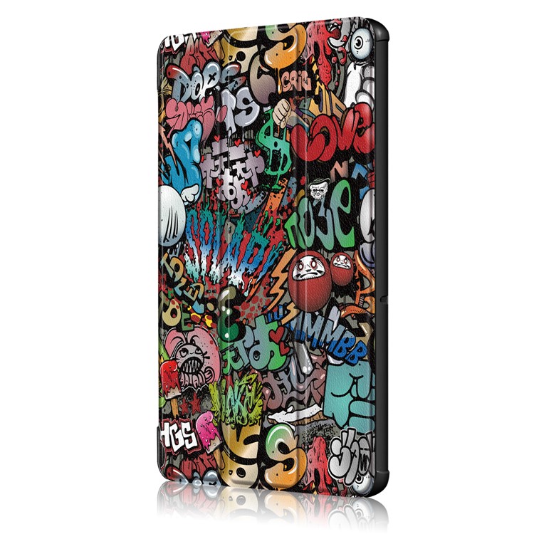Patterned Leather Tri-fold Stand Shell Case for Huawei MediaPad T5 10 - Cartoon Pattern-4
