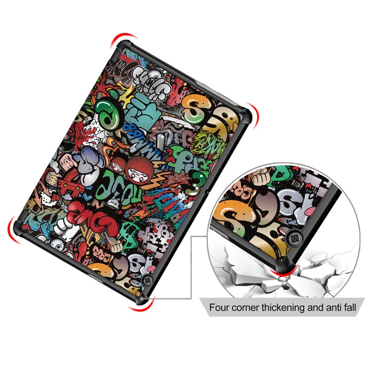 Patterned Leather Tri-fold Stand Shell Case for Huawei MediaPad T5 10 - Cartoon Pattern-9
