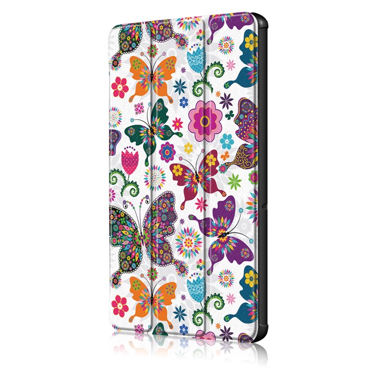 Patterned Leather Tri-fold Stand Case Cover for Huawei MediaPad T5 10 - Flower and Butterfly-4