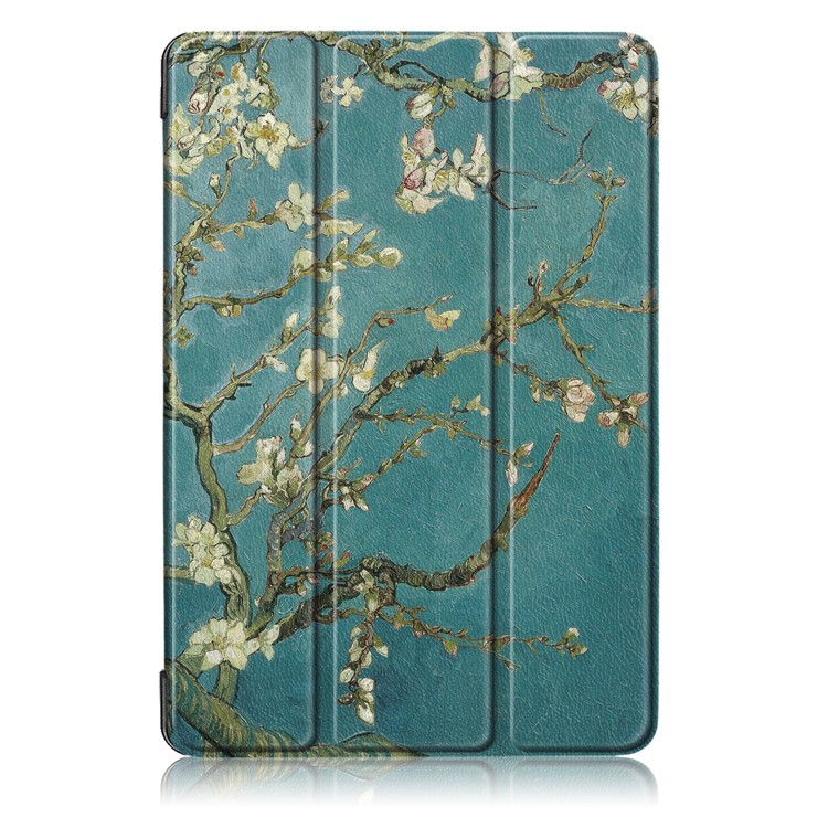 Patterned Leather Tri-fold Stand Case Shell for Huawei MediaPad T5 10 - Peach Blossom-2