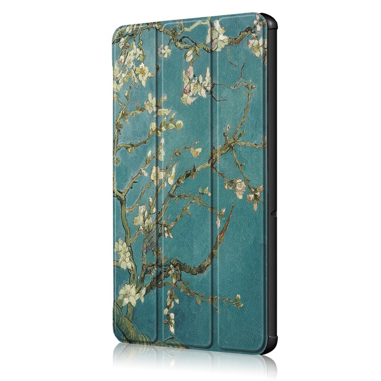 Patterned Leather Tri-fold Stand Case Shell for Huawei MediaPad T5 10 - Peach Blossom-4