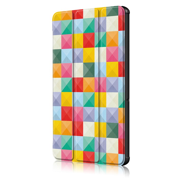 Patterned Leather Tri-fold Stand Protection Cover for Huawei MediaPad T5 10 - Colorized Checks-4