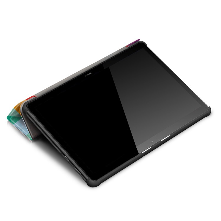 Patterned Leather Tri-fold Stand Protection Cover for Huawei MediaPad T5 10 - Colorized Checks-7