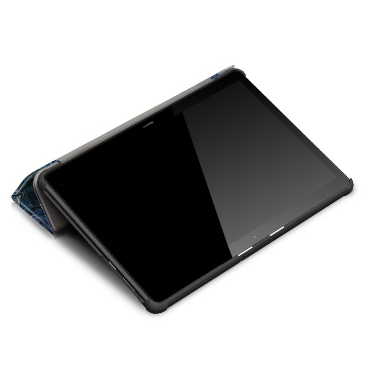 Patterned Leather Tri-fold Stand Protection Shell for Huawei MediaPad T5 10 - Starry Night Oil Painting-7