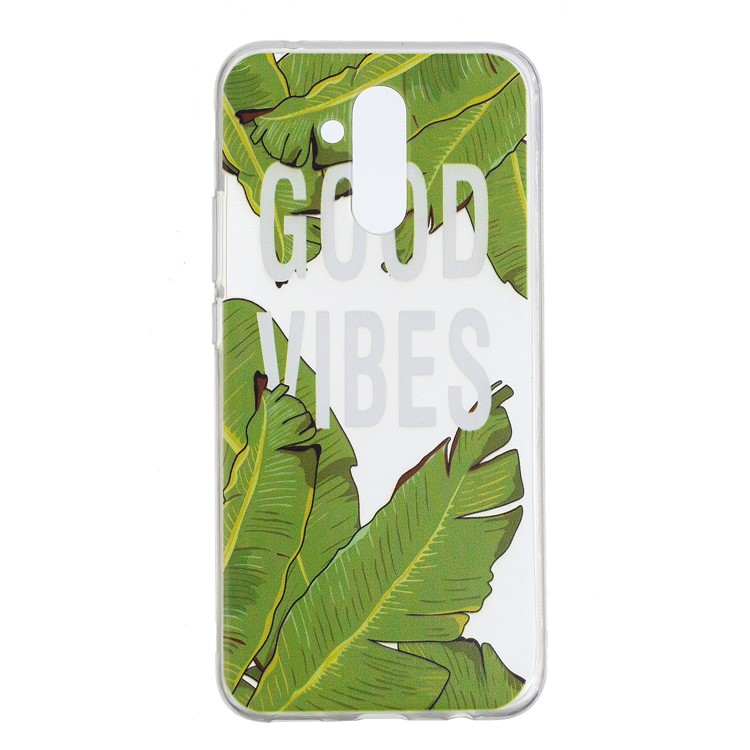 Pattern Printing Soft TPU Case for Huawei Mate 20 Lite - Green Leaves-1