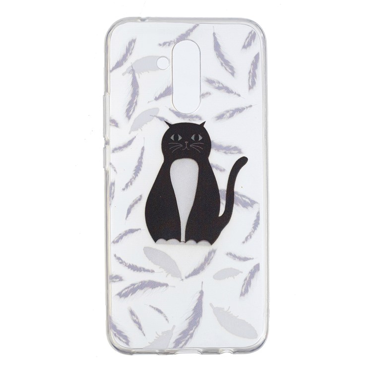 Pattern Printing Soft TPU Phone Cover for Huawei Mate 20 Lite - Black and White Cat-1