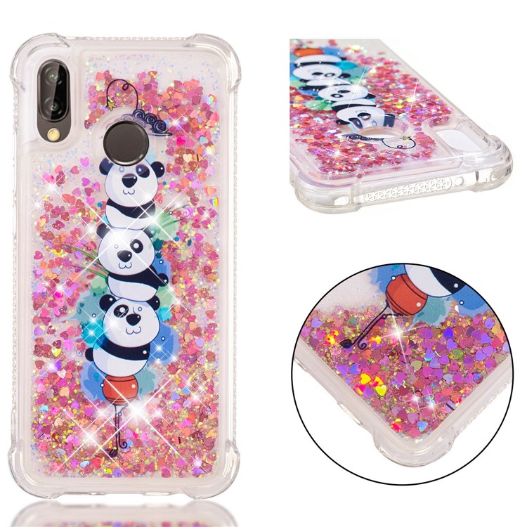 Dynamic Glitter Powder Heart Shaped Sequins TPU Shockproof Case for Huawei P20 Lite / Nova 3e - Panda-1