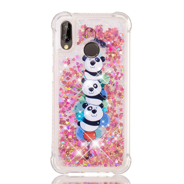 Dynamic Glitter Powder Heart Shaped Sequins TPU Shockproof Case for Huawei P20 Lite / Nova 3e - Panda-3
