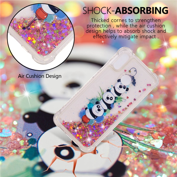 Dynamic Glitter Powder Heart Shaped Sequins TPU Shockproof Case for Huawei P20 Lite / Nova 3e - Panda-4