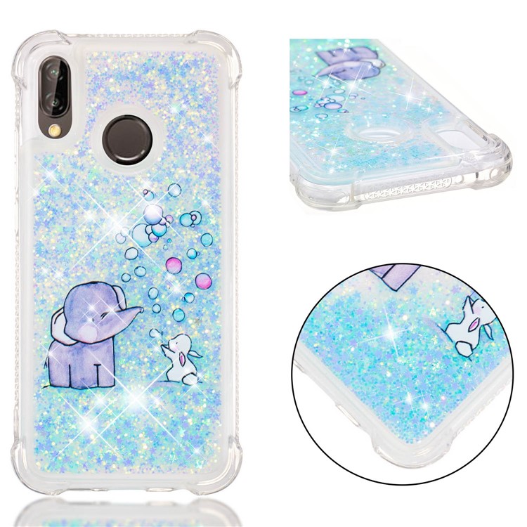 Dynamic Glitter Powder Heart Shaped Sequins TPU Shockproof Cover for Huawei P20 Lite / Nova 3e - Elephant-1