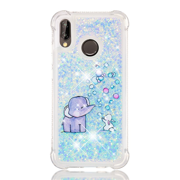 Dynamic Glitter Powder Heart Shaped Sequins TPU Shockproof Cover for Huawei P20 Lite / Nova 3e - Elephant-2