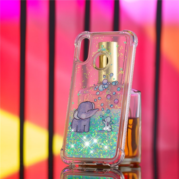 Dynamic Glitter Powder Heart Shaped Sequins TPU Shockproof Cover for Huawei P20 Lite / Nova 3e - Elephant-3