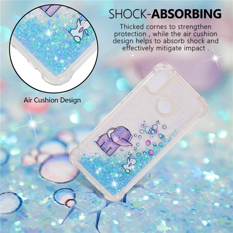Dynamic Glitter Powder Heart Shaped Sequins TPU Shockproof Cover for Huawei P20 Lite / Nova 3e - Elephant-4